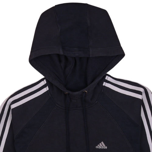 Adidas Men's Blue Pullover Hoodie Medium Logo Striped Sportswear
