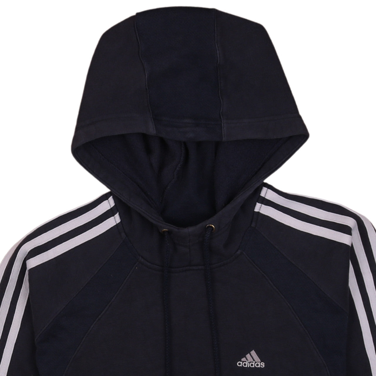 Adidas Men's Blue Pullover Hoodie Medium Logo Striped Sportswear