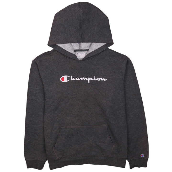 Champion Womens Charcoal Hoodie XL Pullover Logo Print Cotton Blend