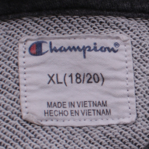 Champion Womens Charcoal Hoodie XL Pullover Logo Print Cotton Blend