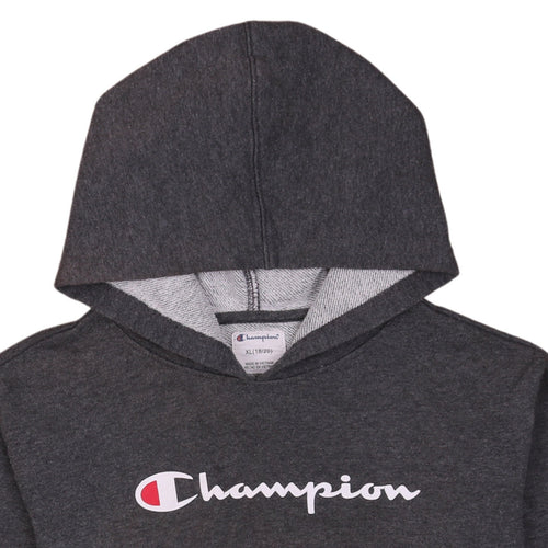 Champion Womens Charcoal Hoodie XL Pullover Logo Print Cotton Blend