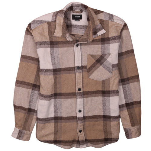 Pull&Bear Men’s Beige Check Flannel Shacket Size S