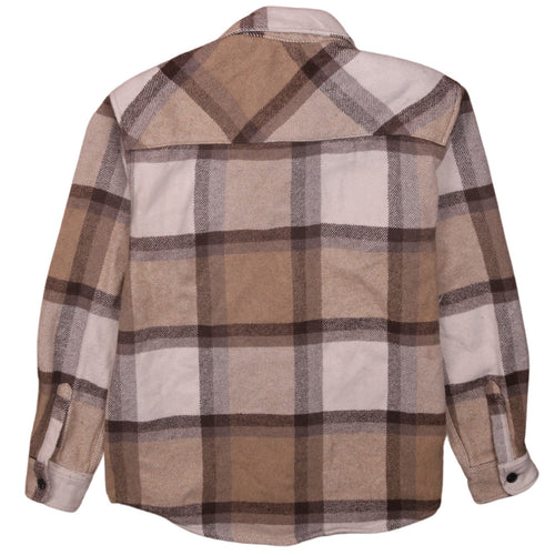 Pull&Bear Men’s Beige Check Flannel Shacket Size S