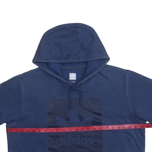 Adidas Men's Blue Pullover Hoodie L Graphic Logo Fleece Sweatshirt