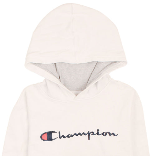 Champion Men's White XL Pullover Hoodie with Logo Embroidery
