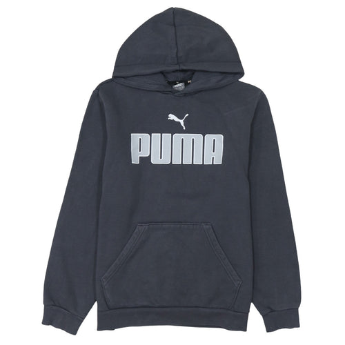 Puma Boys Navy Blue Pullover Hoodie 15-16 Years Logo Print Cotton Blend