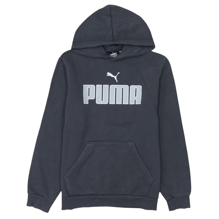Puma Boys Navy Blue Pullover Hoodie 15-16 Years Logo Print Cotton Blend