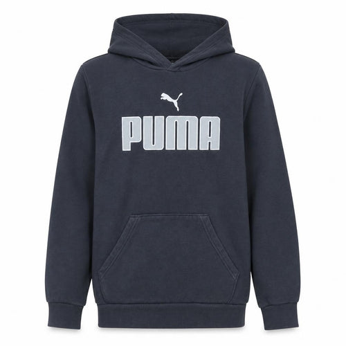 Puma Boys Navy Blue Pullover Hoodie 15-16 Years Logo Print Cotton Blend