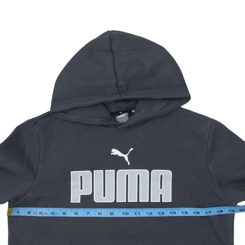 Puma Boys Navy Blue Pullover Hoodie 15-16 Years Logo Print Cotton Blend