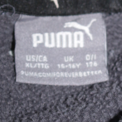 Puma Boys Navy Blue Pullover Hoodie 15-16 Years Logo Print Cotton Blend