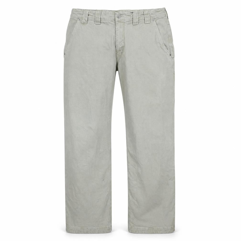 Front view of Duluth Trading Co Men's Beige Cargo Trousers 40x32 Cotton Stretch