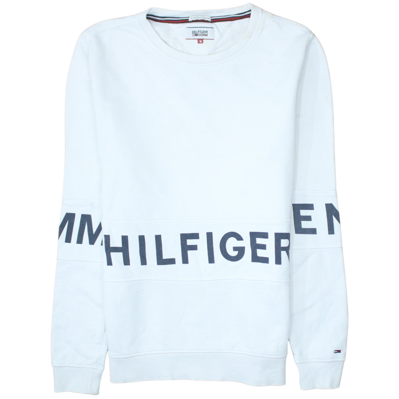 Tommy Hilfiger Men’s White Crew Neck Logo Sweatshirt Medium