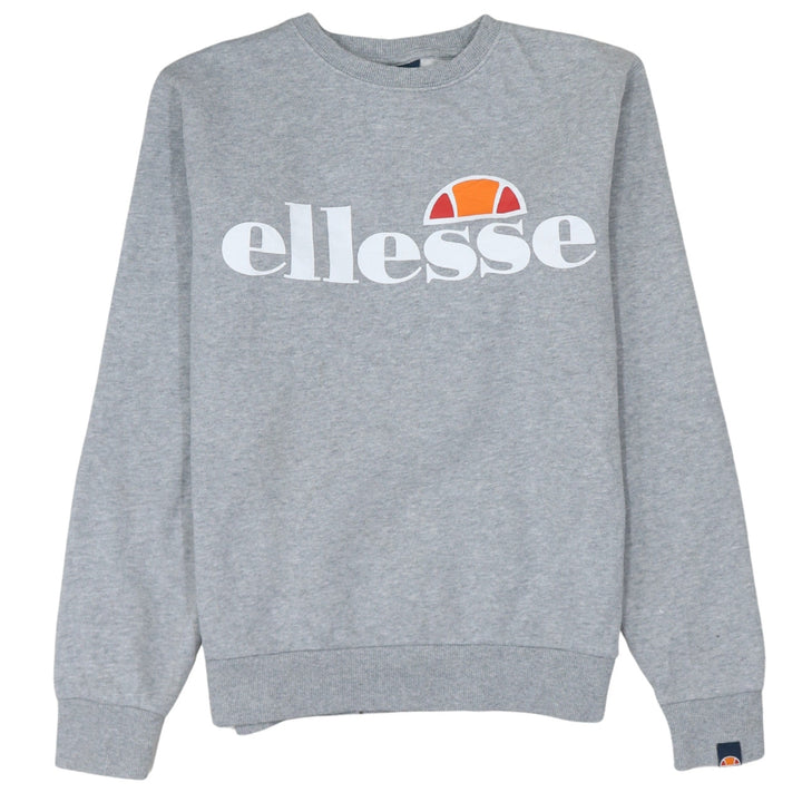 Ellesse Women Grey Cotton Blend Pullover Sweatshirt UK 6