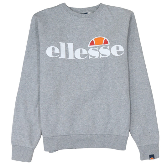 Ellesse Women Grey Cotton Blend Pullover Sweatshirt UK 6
