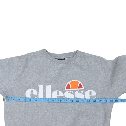 Ellesse Women Grey Cotton Blend Pullover Sweatshirt UK 6