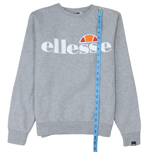 Ellesse Women Grey Cotton Blend Pullover Sweatshirt UK 6