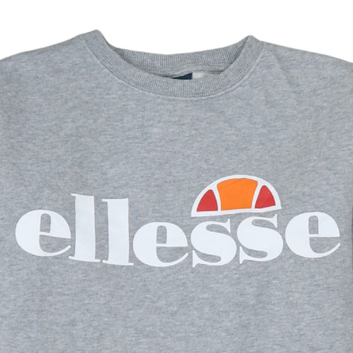 Ellesse Women Grey Cotton Blend Pullover Sweatshirt UK 6