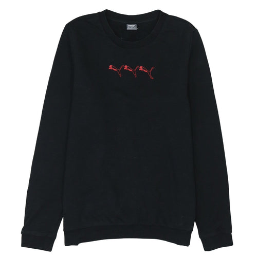 Puma Men’s Black Crew Neck Logo Pullover Sweatshirt Size L