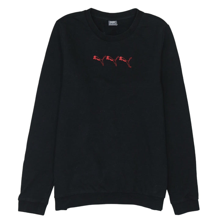 Puma Men’s Black Crew Neck Logo Pullover Sweatshirt Size L
