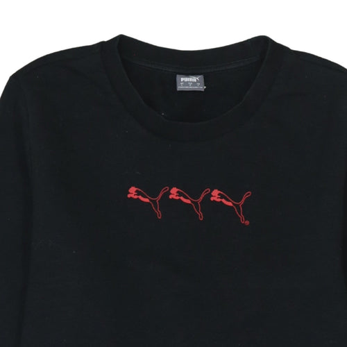 Puma Men’s Black Crew Neck Logo Pullover Sweatshirt Size L