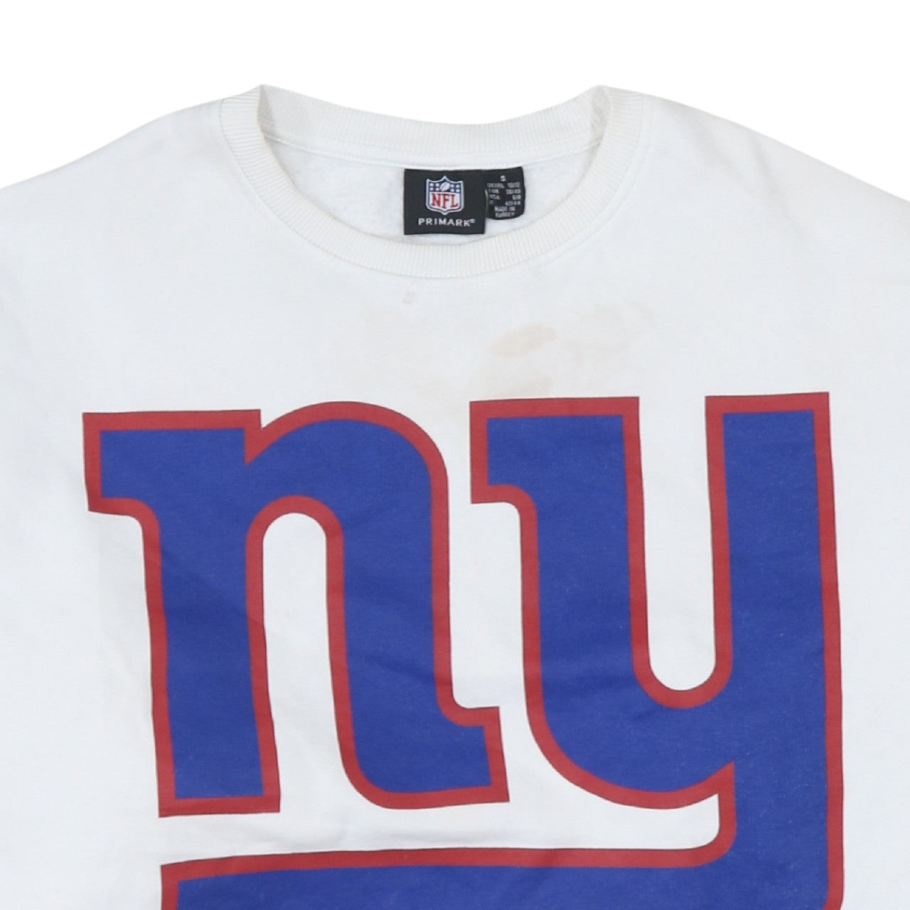 Primark NFL Giants White Cotton Sweatshirt Women S 10/12 Crew Neck Pullover