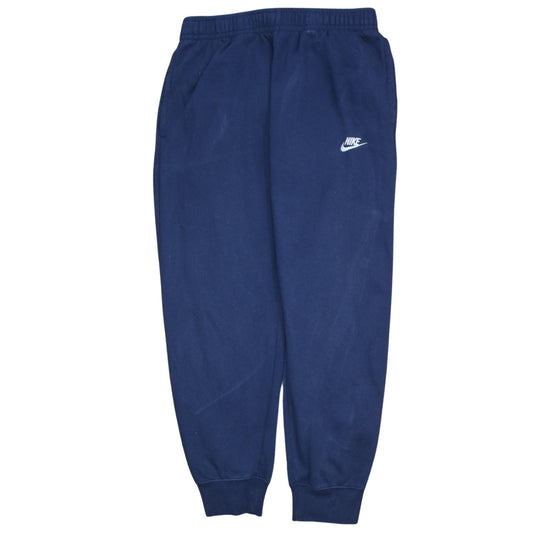 Nike Men Blue Fleece Sweatpants M Regular Fit Elastic Waist Logo Detail