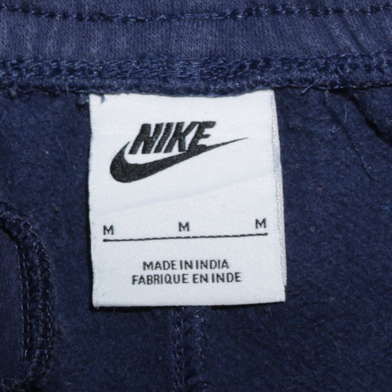Nike Men Blue Fleece Sweatpants M Regular Fit Elastic Waist Logo Detail
