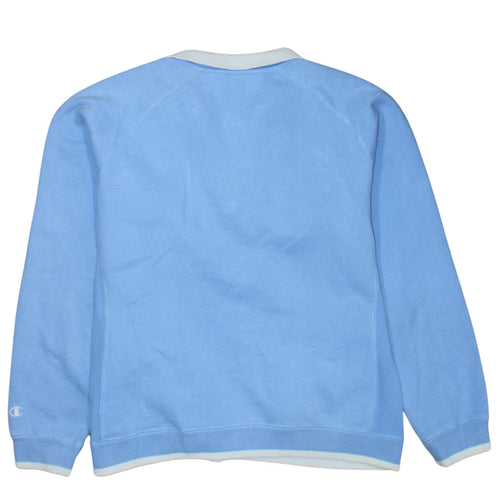 Champion Women's Blue 1/4 Zip Pullover Sweatshirt L Fleece Logo