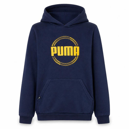 Puma Boys Navy Blue Pullover Hoodie 15-16 Years Cotton Blend Logo Sweatshirt