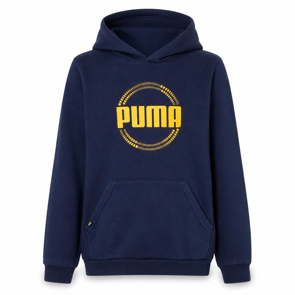 Puma Boys Navy Blue Pullover Hoodie 15-16 Years Cotton Blend Logo Sweatshirt