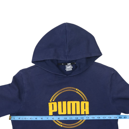 Puma Boys Navy Blue Pullover Hoodie 15-16 Years Cotton Blend Logo Sweatshirt