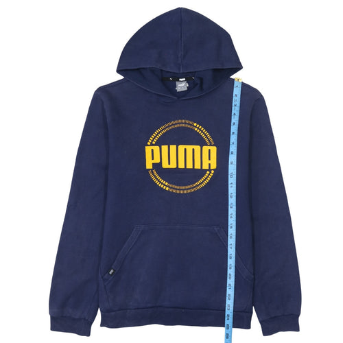 Puma Boys Navy Blue Pullover Hoodie 15-16 Years Cotton Blend Logo Sweatshirt