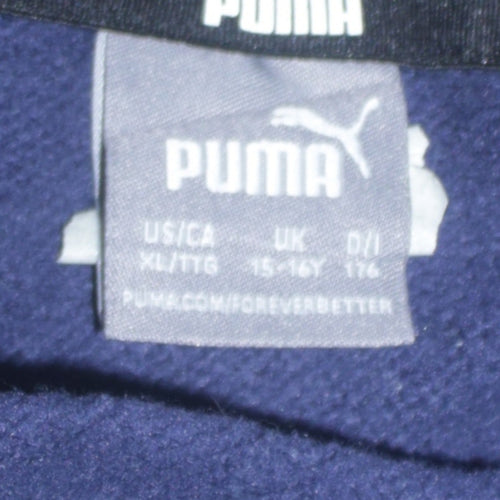 Puma Boys Navy Blue Pullover Hoodie 15-16 Years Cotton Blend Logo Sweatshirt