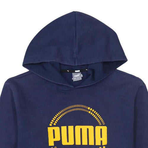 Puma Boys Navy Blue Pullover Hoodie 15-16 Years Cotton Blend Logo Sweatshirt