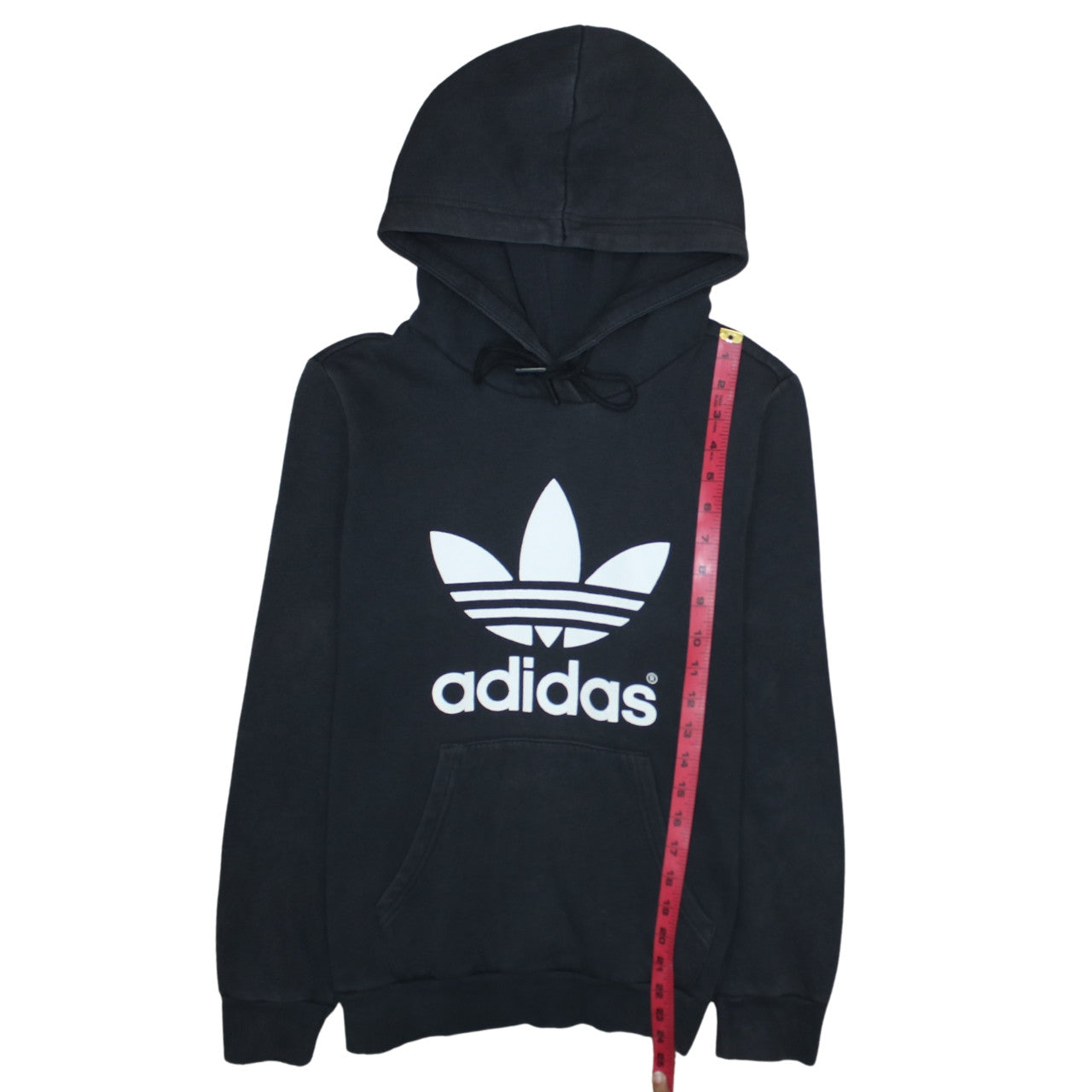 Adidas Womens Black Pullover Hoodie Size 12 Logo Print Sweatshirt