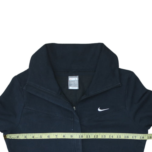 Nike Womens Black Full Zip Sweatshirt Size L 14/16 Hooded Fleece Jacket