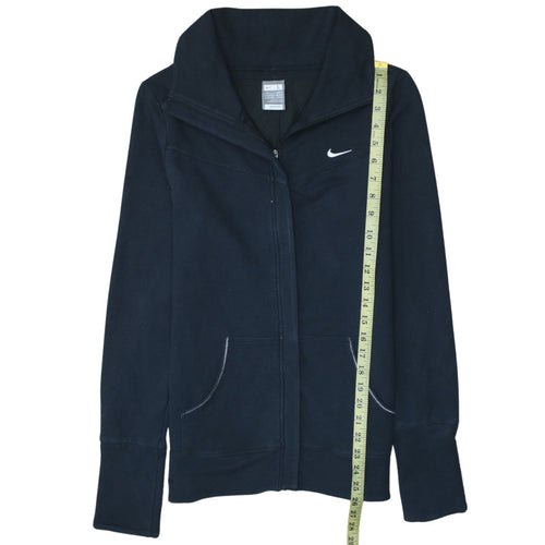 Nike Womens Black Full Zip Sweatshirt Size L 14/16 Hooded Fleece Jacket