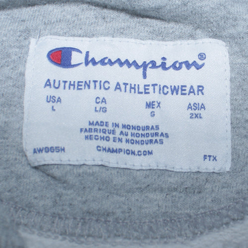 Champion Men's White Pullover Hoodie Size L Logo Graphic Fleece