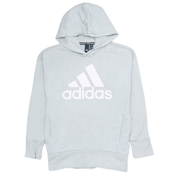 Adidas Womens Light Grey Pullover Hoodie XS Casual Logo Sweatshirt