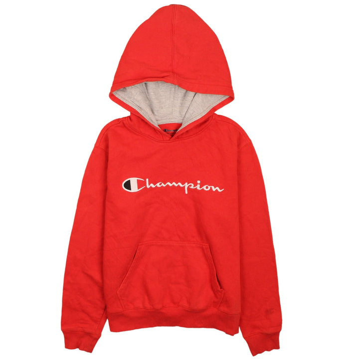 Champion Boys Red Pullover Hoodie L Cotton Blend Logo Sportswear