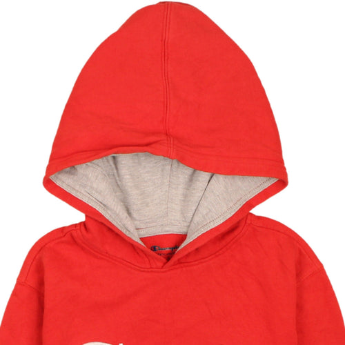 Champion Boys Red Pullover Hoodie L Cotton Blend Logo Sportswear