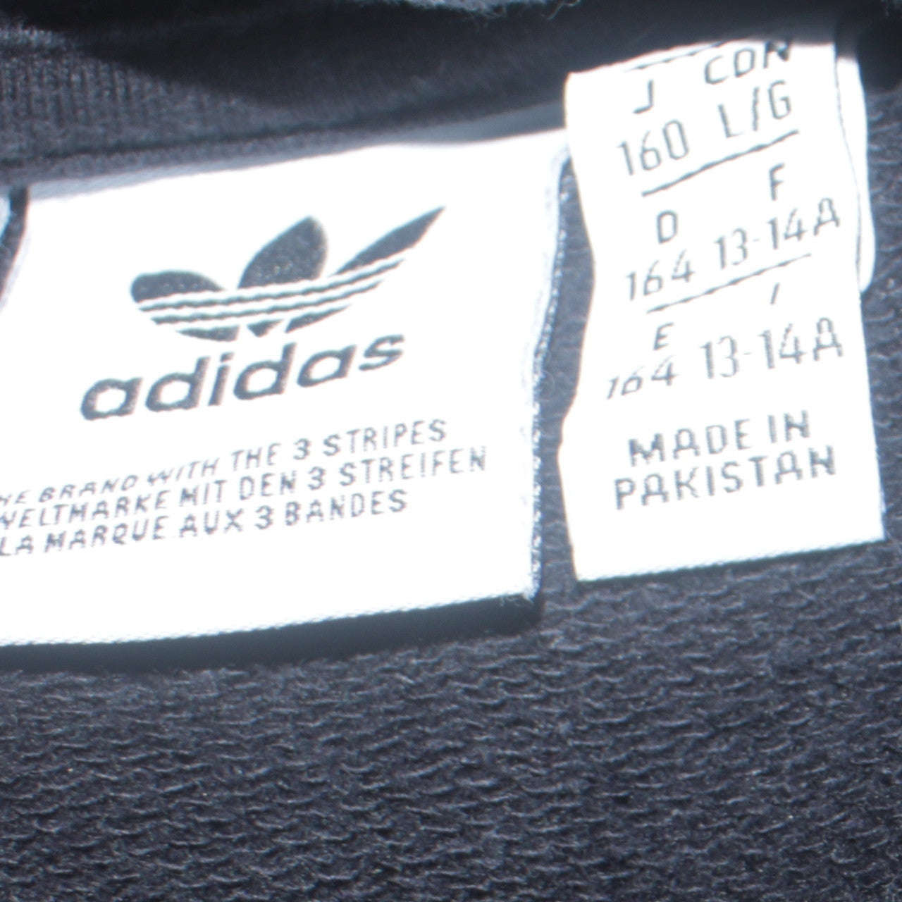 Adidas Boys Black Crew Neck Pullover Sweatshirt Size 13-14 Years