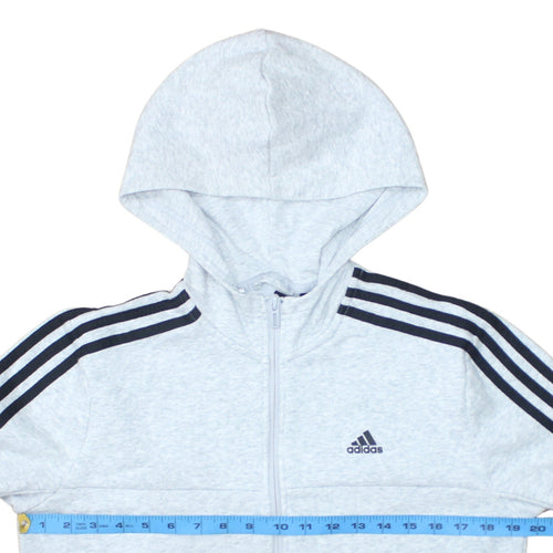 Adidas Boys Grey Full Zip Hoodie 13-14 Years Lined Sportswear