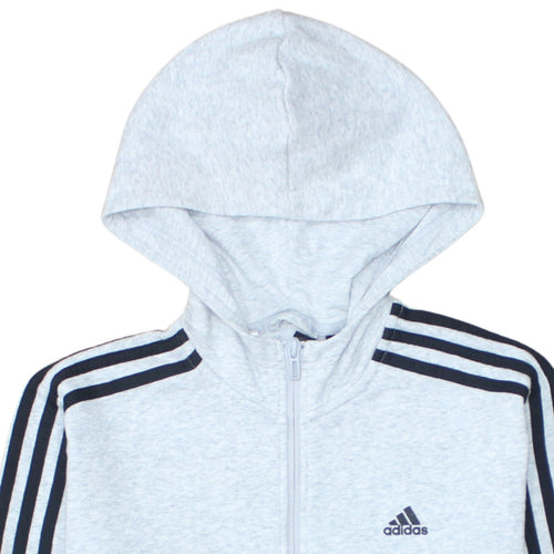 Adidas Boys Grey Full Zip Hoodie 13-14 Years Lined Sportswear