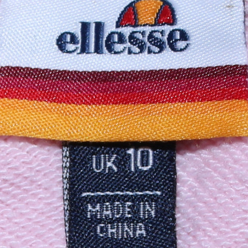 Ellesse Women Pink Pullover Hoodie UK 10 Cotton Logo Sweatshirt
