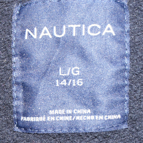 Nautica Boys Black Full Zip Hoodie Size 14/16 L Cotton Blend