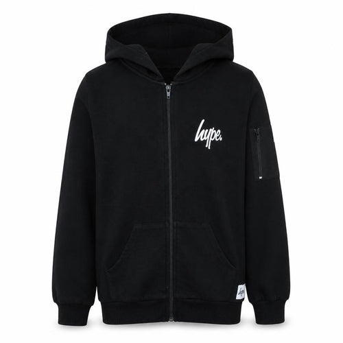 Hype Kids Boys Black Full Zip Hoodie 13 Years Cotton Blend Casual