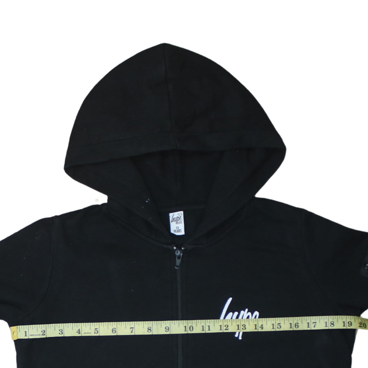 Hype Kids Boys Black Full Zip Hoodie 13 Years Cotton Blend Casual
