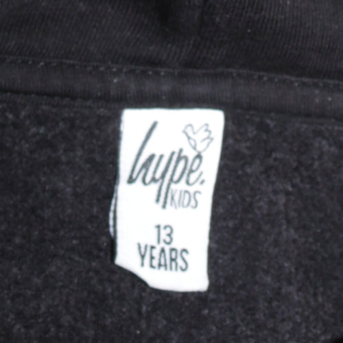 Hype Kids Boys Black Full Zip Hoodie 13 Years Cotton Blend Casual