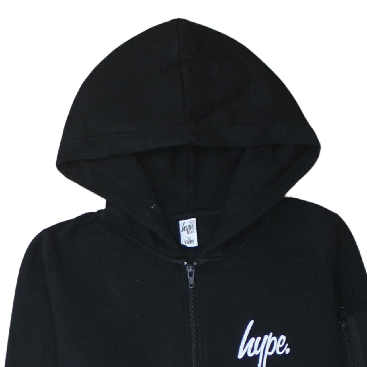 Hype Kids Boys Black Full Zip Hoodie 13 Years Cotton Blend Casual